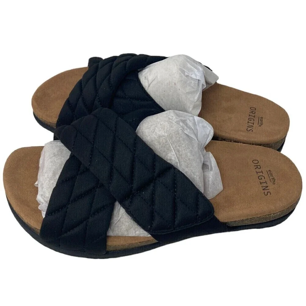 Earth Origins Oceana Size 6 Wide Women's Casual Sandal Black